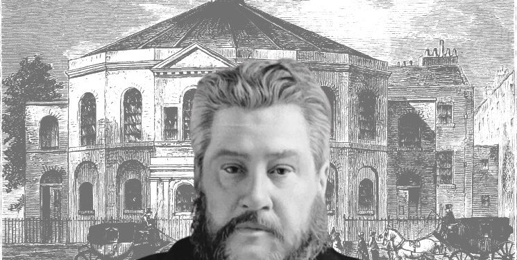 1867, C.H. Spurgeon preekt in de Surray Chapel, Blackfriar's Road. Titel van de prediking "De Echo". Behandelend Schriftgedeelte voor de prediking: Psalm 27:8 Op de plaat ziet u de Surrey Chapel (1783-1881) Het was een onafhankelijke Methodistische en Congregational kerk gevestigd in Blackfriars Road, Southwark.